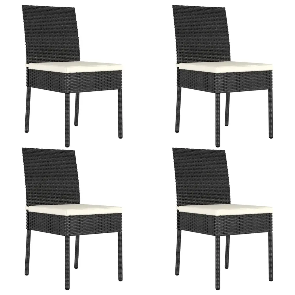 Sedie da Pranzo per Giardino 4 pz in Polyrattan Nero