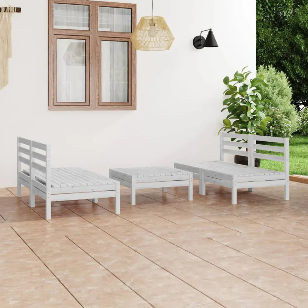 vidaXL Set Divani da Giardino 5 pz Bianco in Legno Massello di Pino