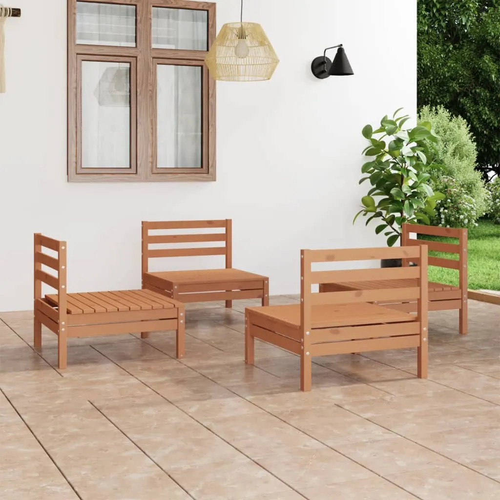 vidaXL Set Divani da Giardino 4 pz Miele in Legno Massello di Pino