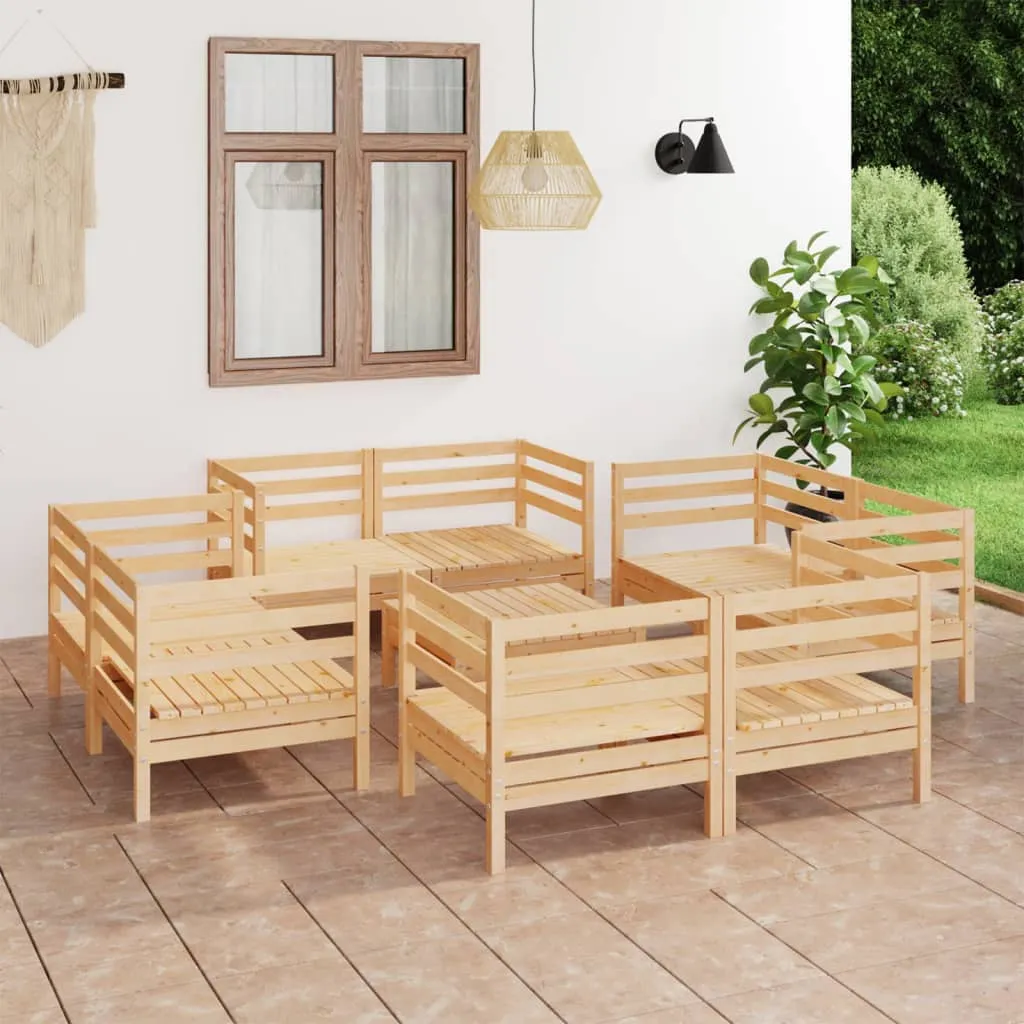 vidaXL Set Divani da Giardino 9 pz in Legno Massello di Pino