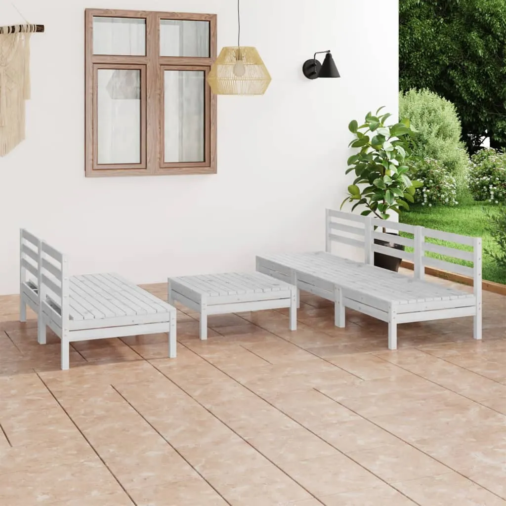 vidaXL Set Divani da Giardino 6 pz Bianco in Legno Massello di Pino