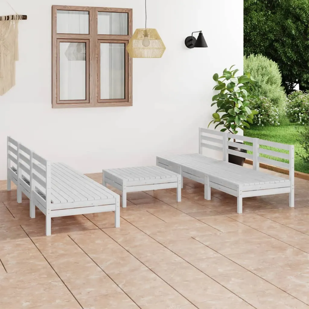 vidaXL Set Divani da Giardino 7 pz Bianco in Legno Massello di Pino