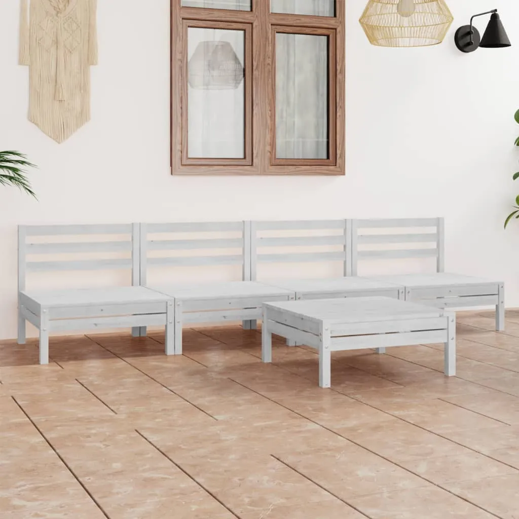 vidaXL Set Divani da Giardino 5 pz Bianco in Legno Massello di Pino