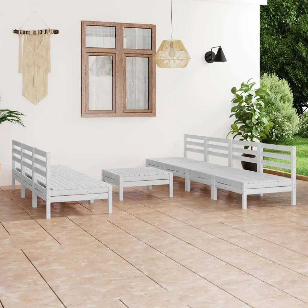 vidaXL Set Divani da Giardino 8 pz Bianco in Legno Massello di Pino