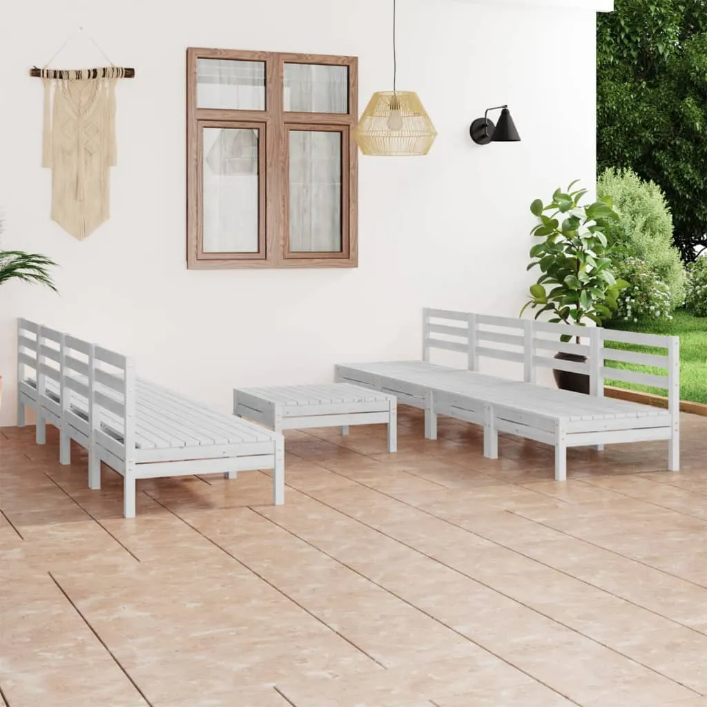 vidaXL Set Divani da Giardino 9 pz Bianco in Legno Massello di Pino