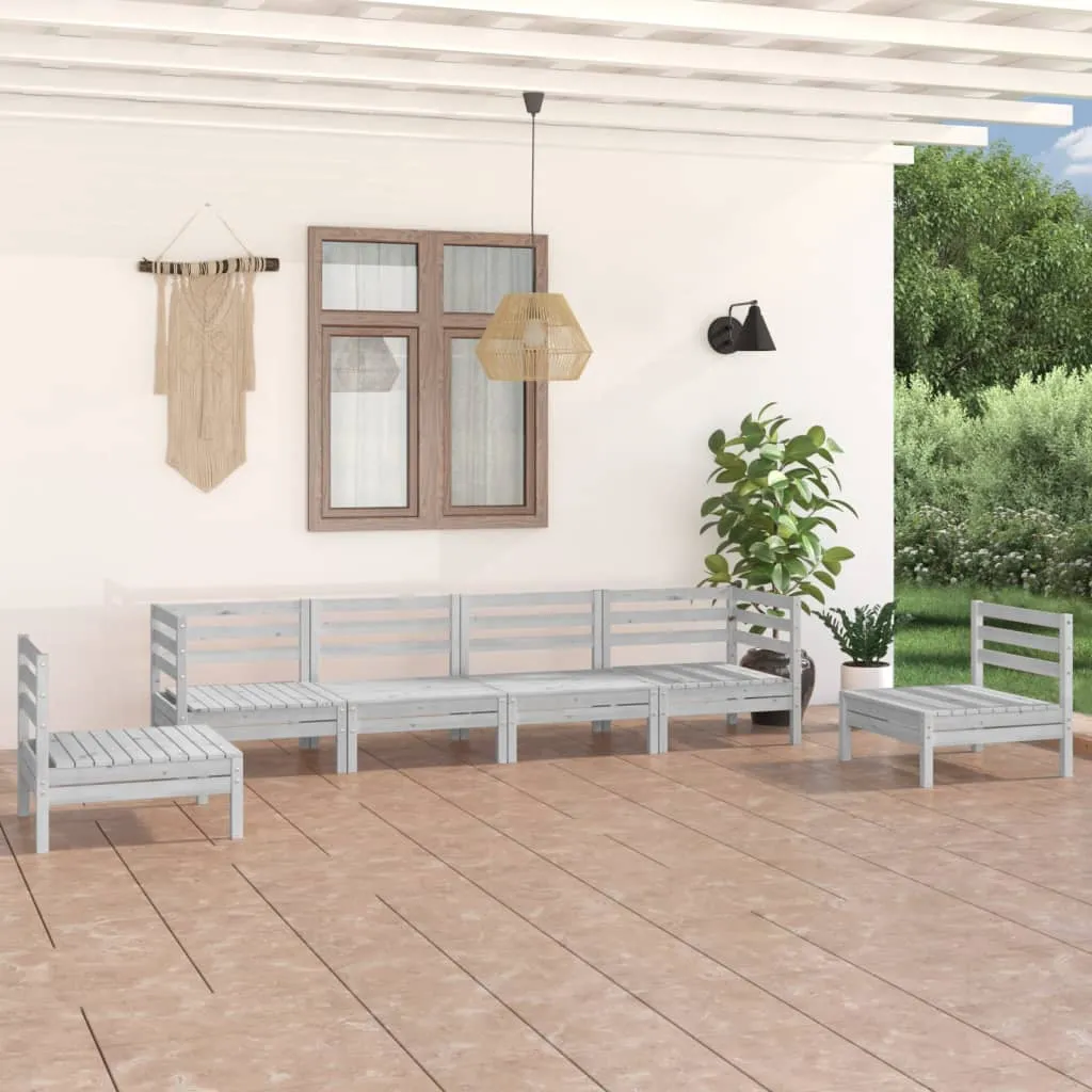 vidaXL Set Divani da Giardino 6 pz Bianco in Legno Massello di Pino