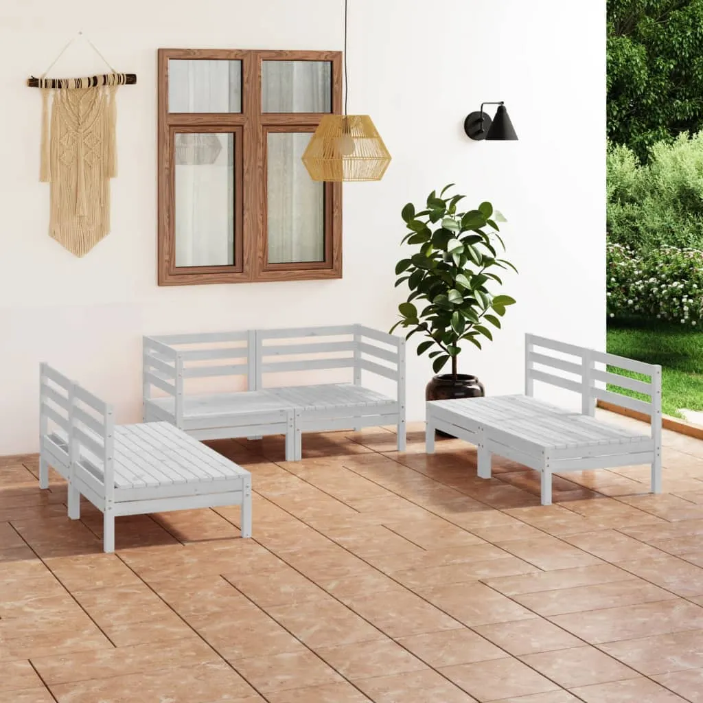 vidaXL Set Divani da Giardino 6 pz Bianco in Legno Massello di Pino