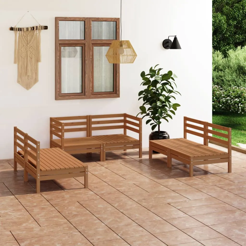 vidaXL Set Divani da Giardino 6 pz Miele in Legno Massello di Pino