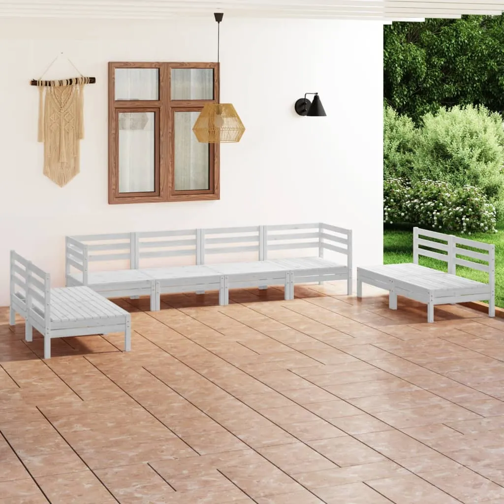 vidaXL Set Divani da Giardino 8 pz Bianco in Legno Massello di Pino