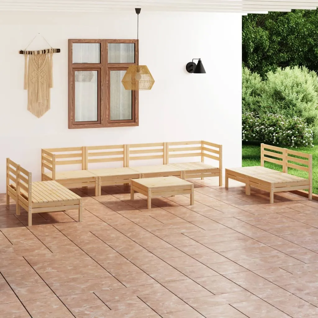 vidaXL Set Divani da Giardino 9 pz in Legno Massello di Pino