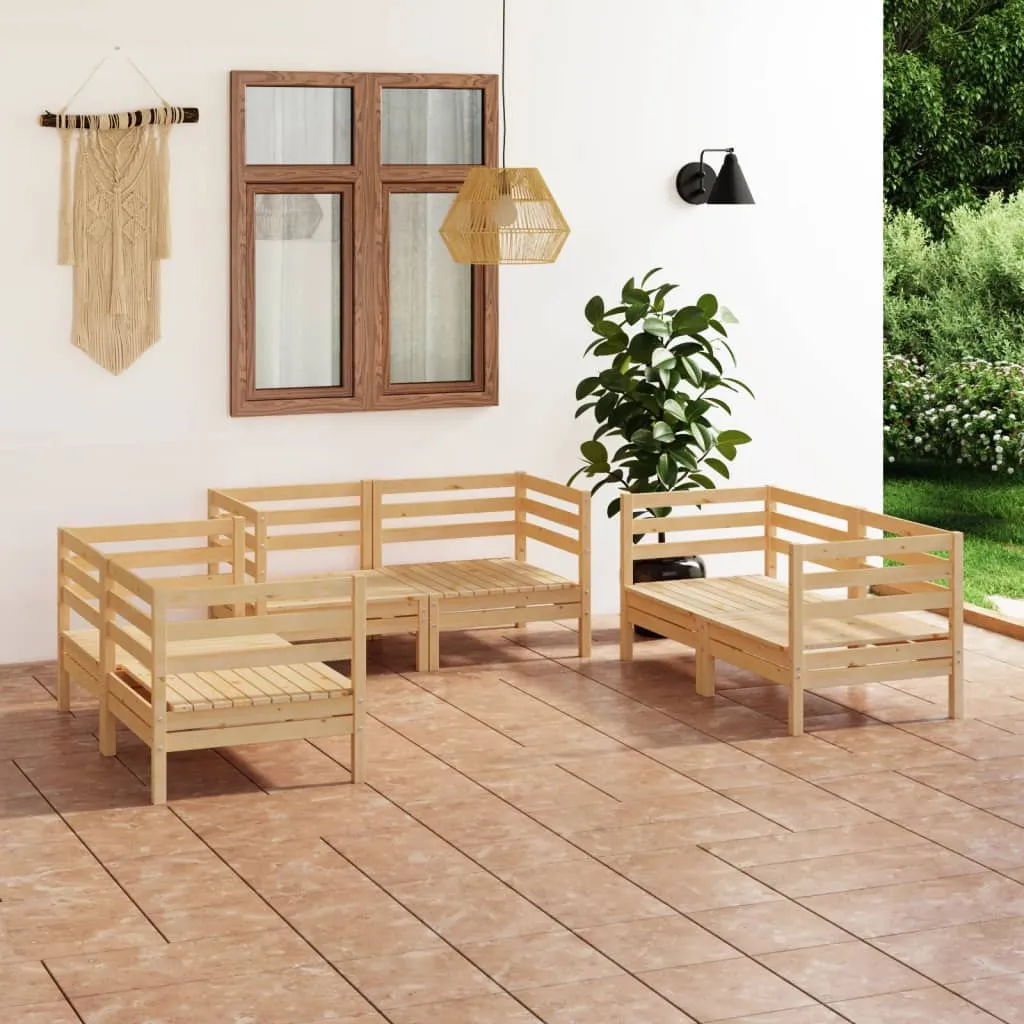 vidaXL Set Divani da Giardino 6 pz in Legno Massello di Pino