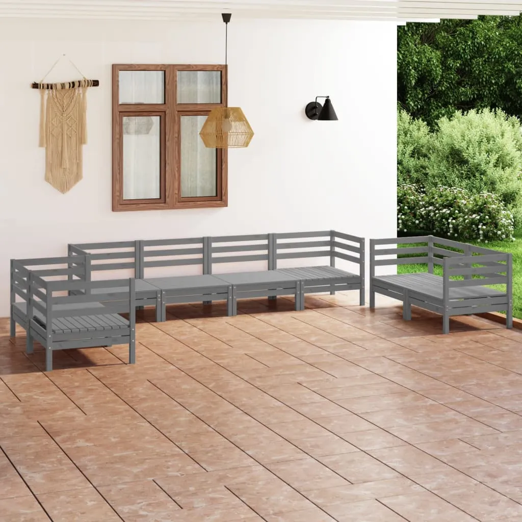 vidaXL Set Divani da Giardino 8 pz Grigio in Legno Massello di Pino