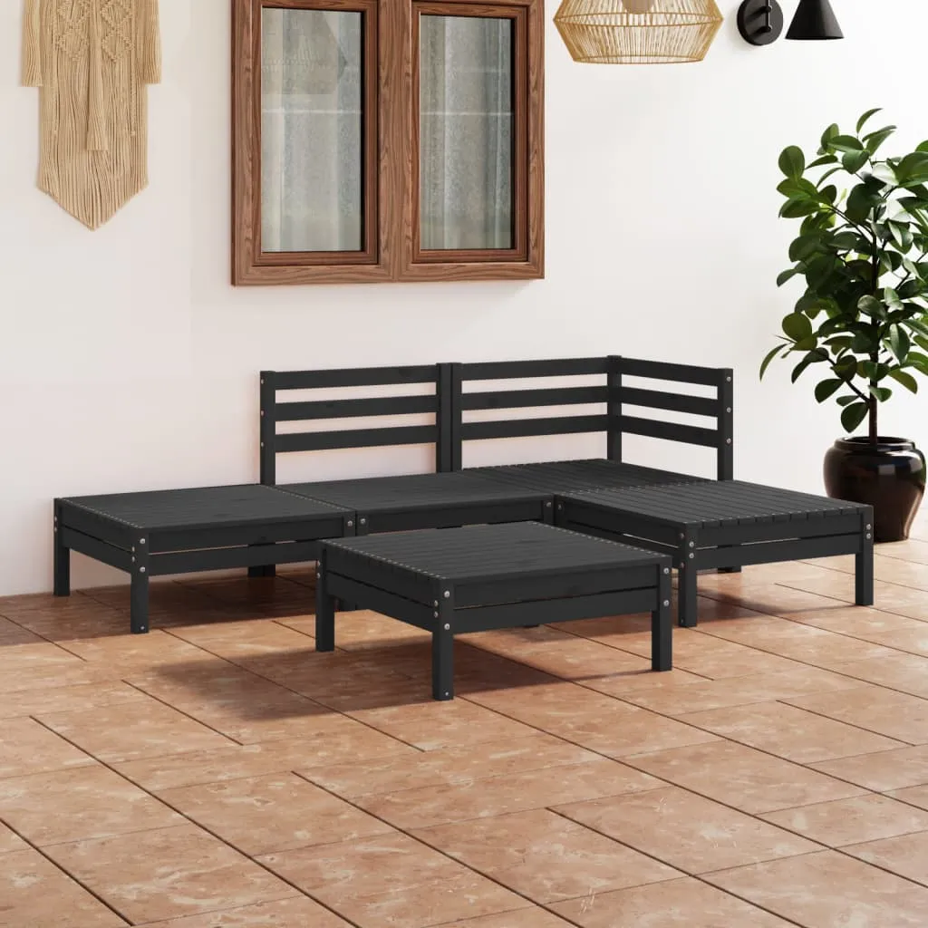 vidaXL Set Salotto da Giardino 5 pz in Legno Massello di Pino Nero