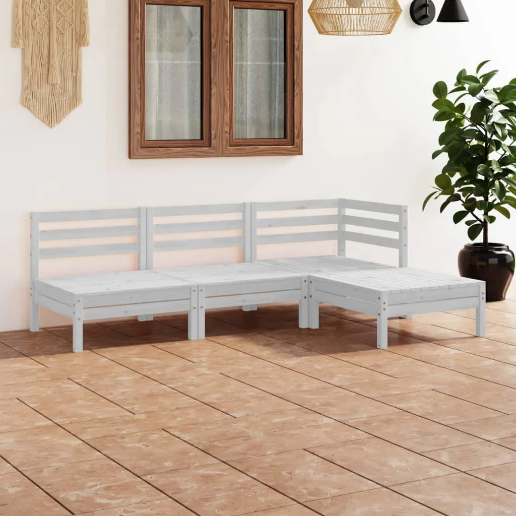 vidaXL Set Salotto da Giardino 4 pz in Legno Massello di Pino Bianco