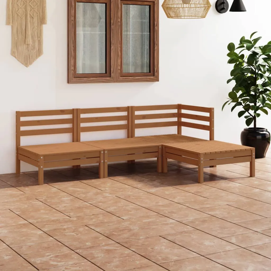 vidaXL Set Salotto da Giardino 4 pz in Legno Massello di Pino Miele