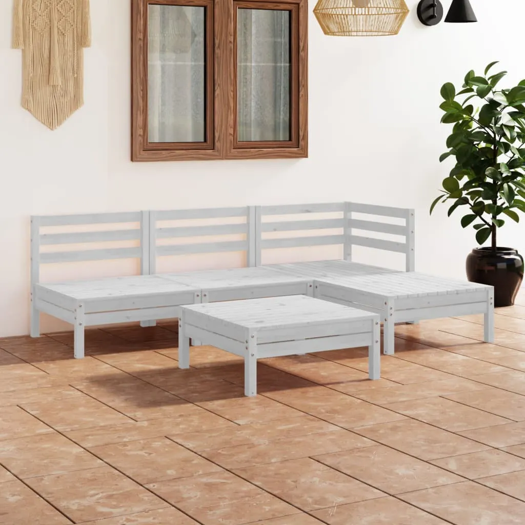 vidaXL Set Salotto da Giardino 5 pz in Legno Massello di Pino Bianco