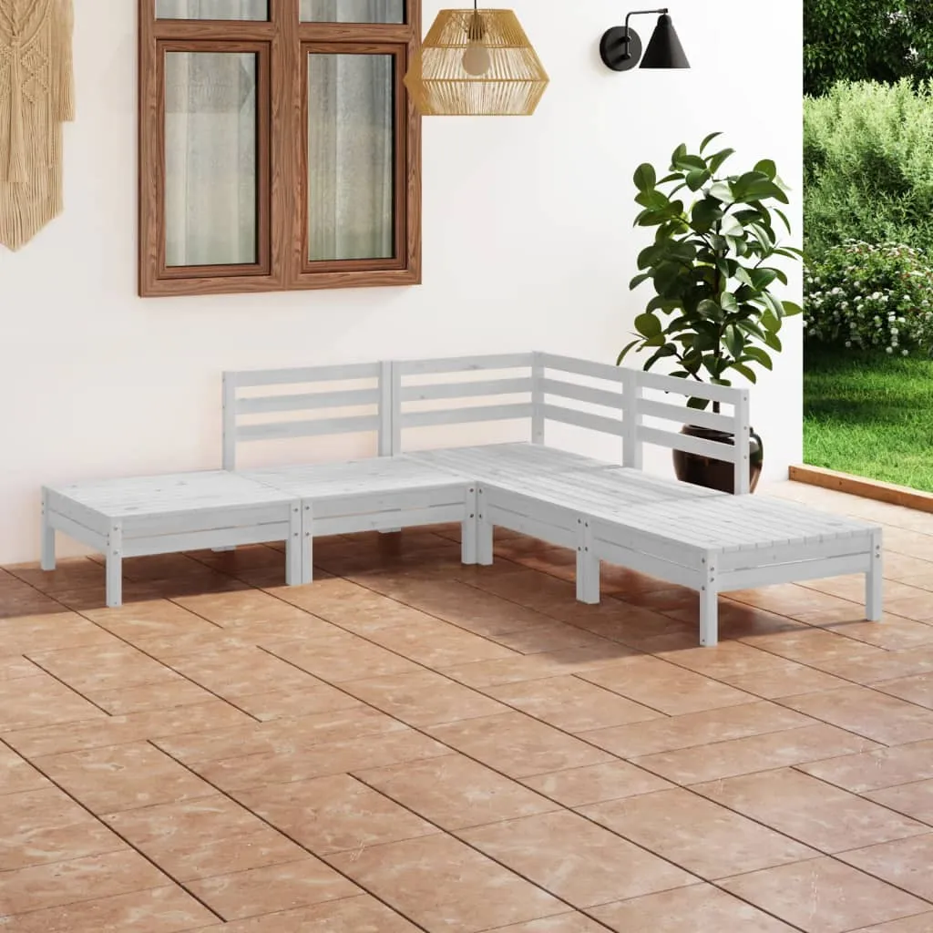 vidaXL Set Salotto da Giardino 5 pz in Legno Massello di Pino Bianco