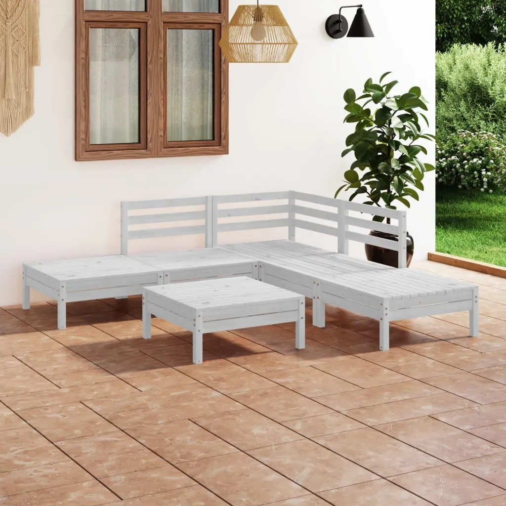 vidaXL Set Salotto da Giardino 6 pz in Legno Massello di Pino Bianco