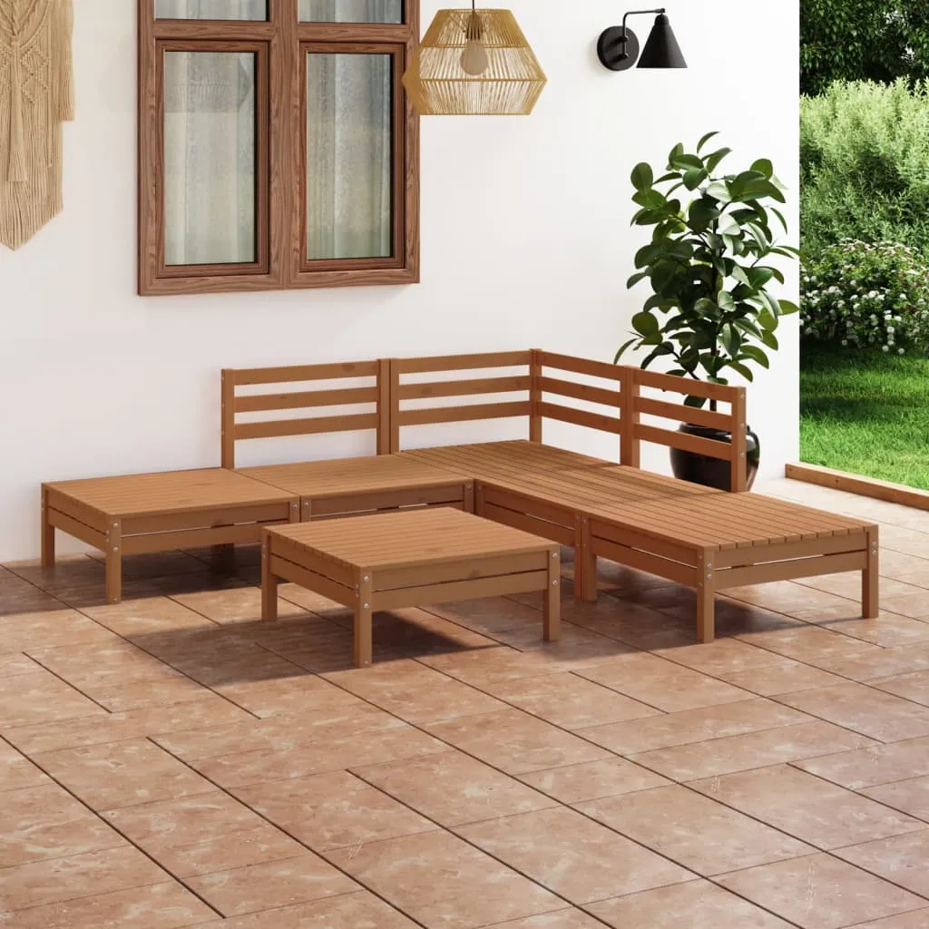 vidaXL Set Salotto da Giardino 6 pz in Legno Massello di Pino Miele