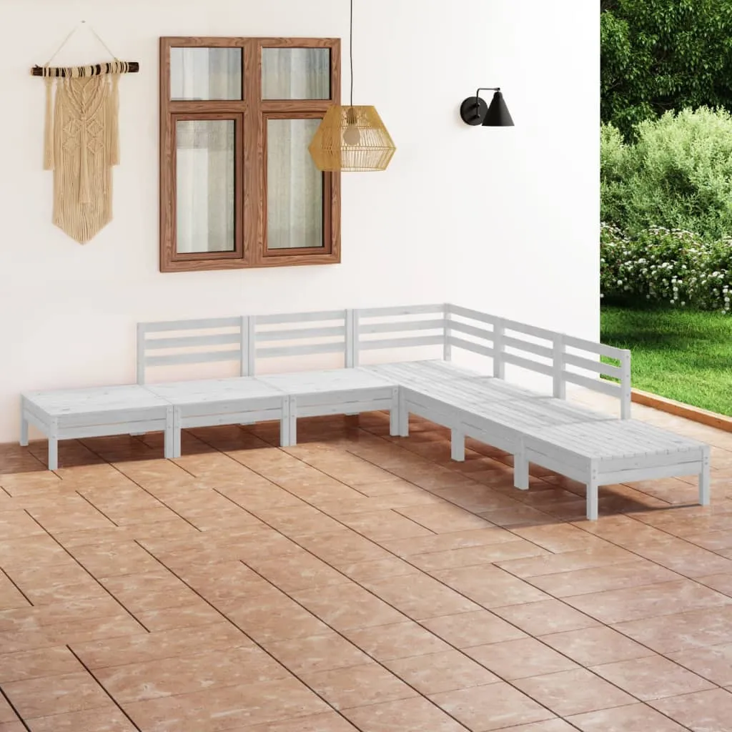 vidaXL Set Salotto da Giardino 7 pz in Legno Massello di Pino Bianco