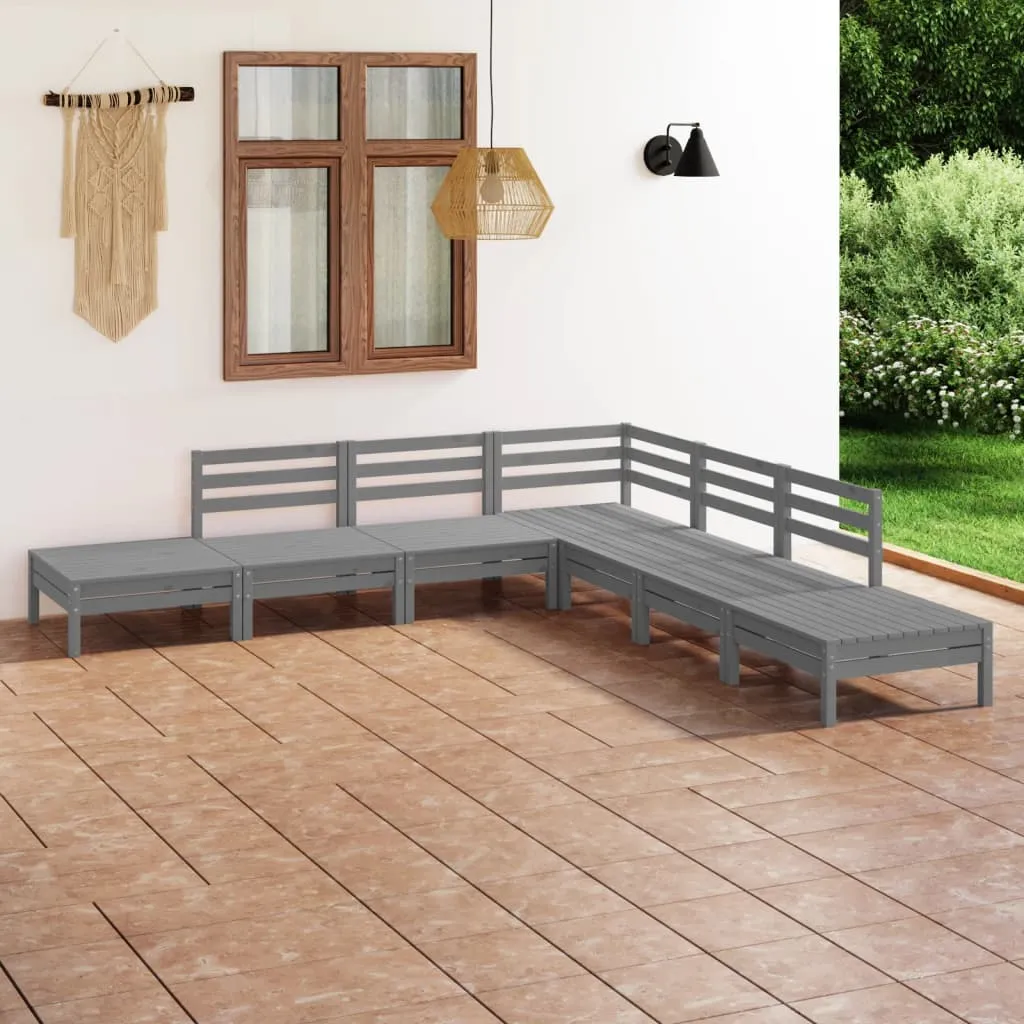 vidaXL Set Salotto da Giardino 7 pz in Legno Massello di Pino Grigio