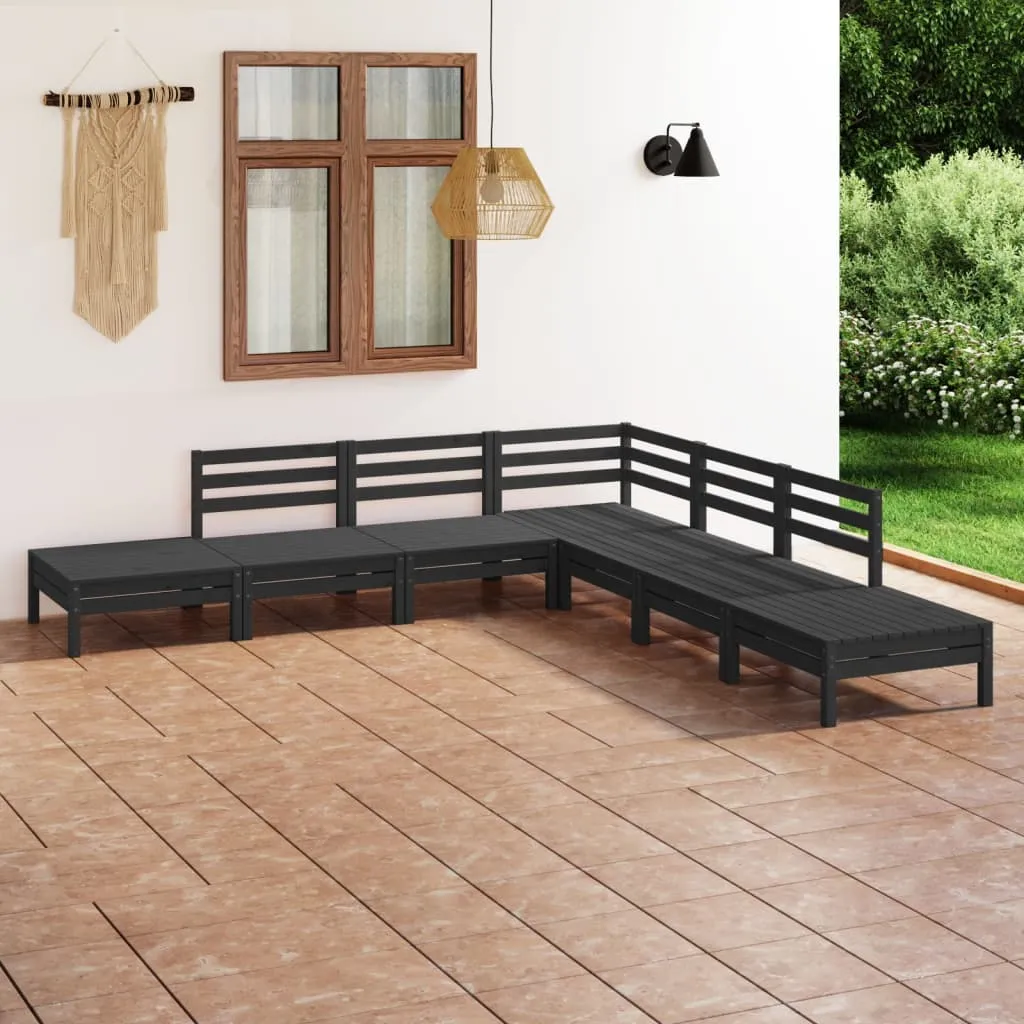 vidaXL Set Salotto da Giardino 7 pz in Legno Massello di Pino Nero