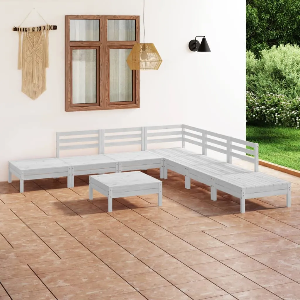 vidaXL Set Salotto da Giardino 8 pz in Legno Massello di Pino Bianco