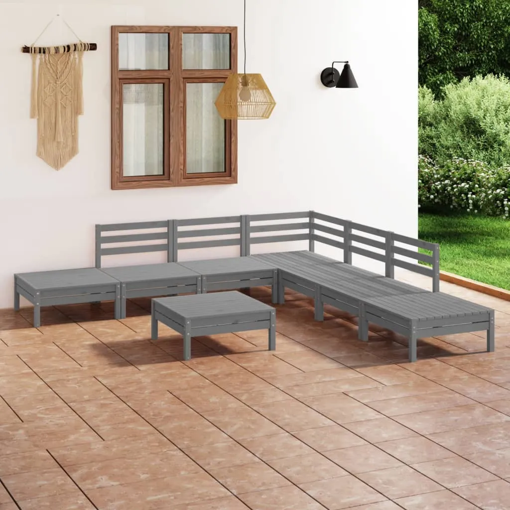 vidaXL Set Salotto da Giardino 8 pz in Legno Massello di Pino Grigio