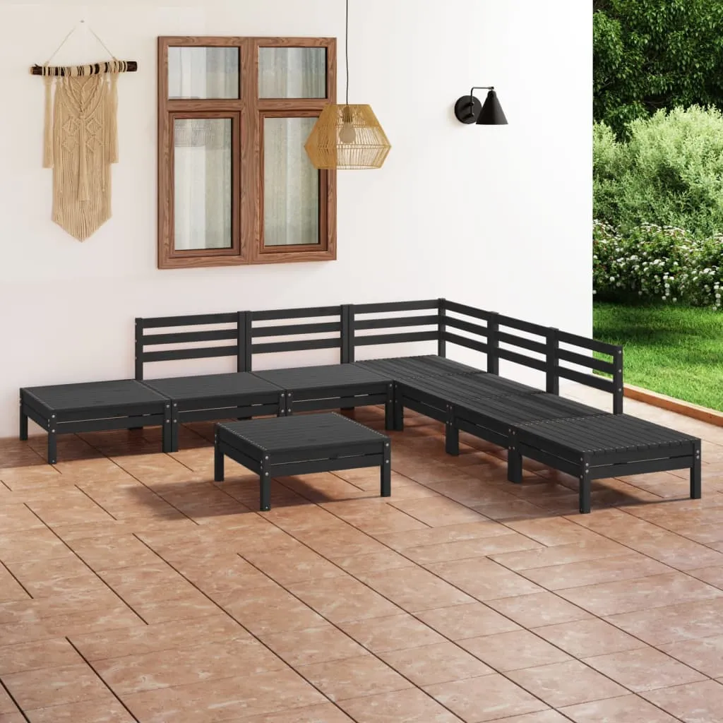 vidaXL Set Salotto da Giardino 8 pz in Legno Massello di Pino Nero