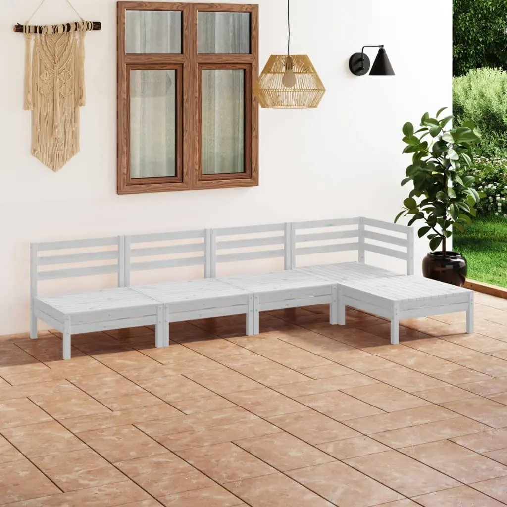 vidaXL Set Salotto da Giardino 5 pz in Legno Massello di Pino Bianco