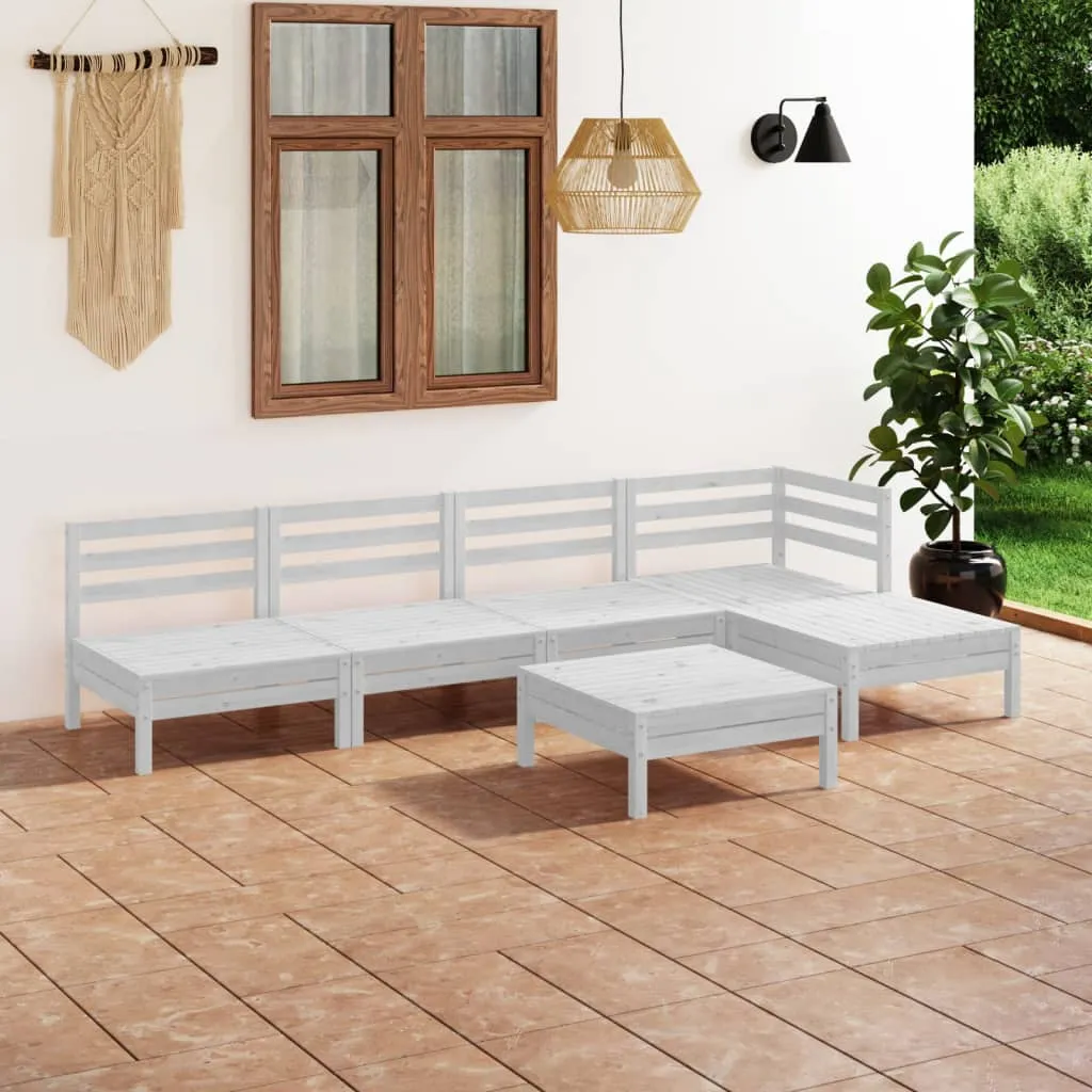 vidaXL Set Salotto da Giardino 6 pz in Legno Massello di Pino Bianco