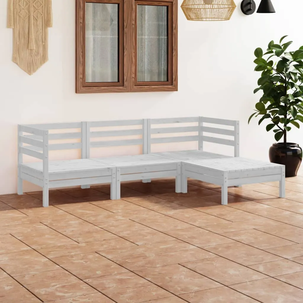 vidaXL Set Salotto da Giardino 4 pz in Legno Massello di Pino Bianco