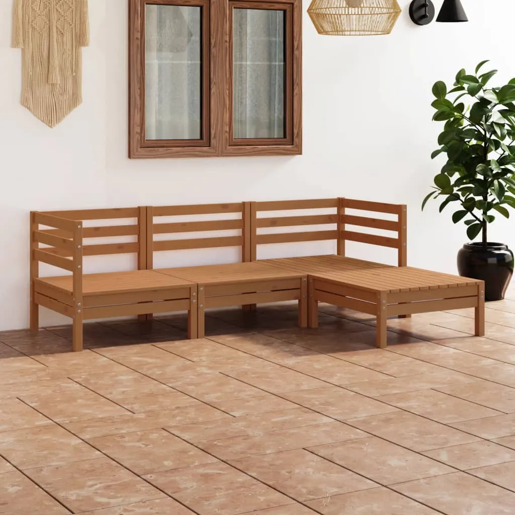 vidaXL Set Salotto da Giardino 4 pz in Legno Massello di Pino Miele