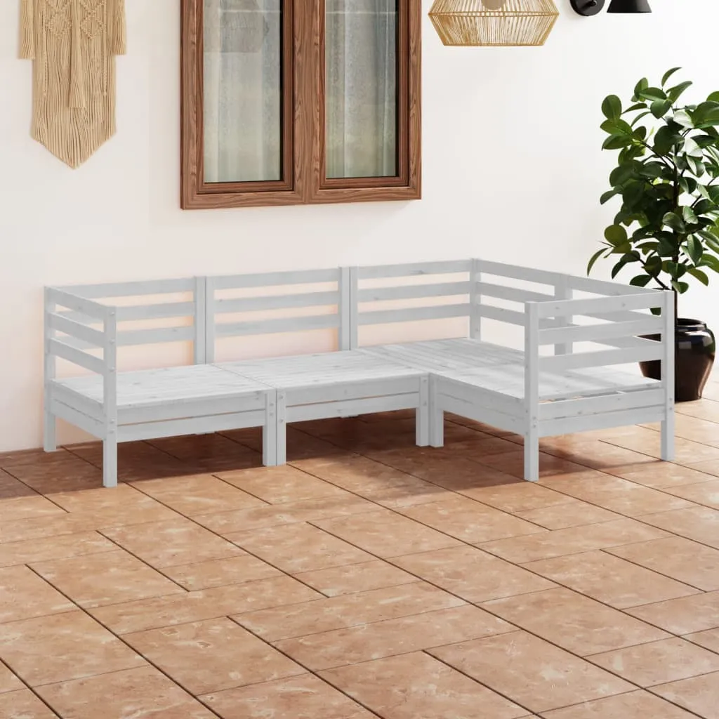 vidaXL Set Salotto da Giardino 4 pz in Legno Massello di Pino Bianco