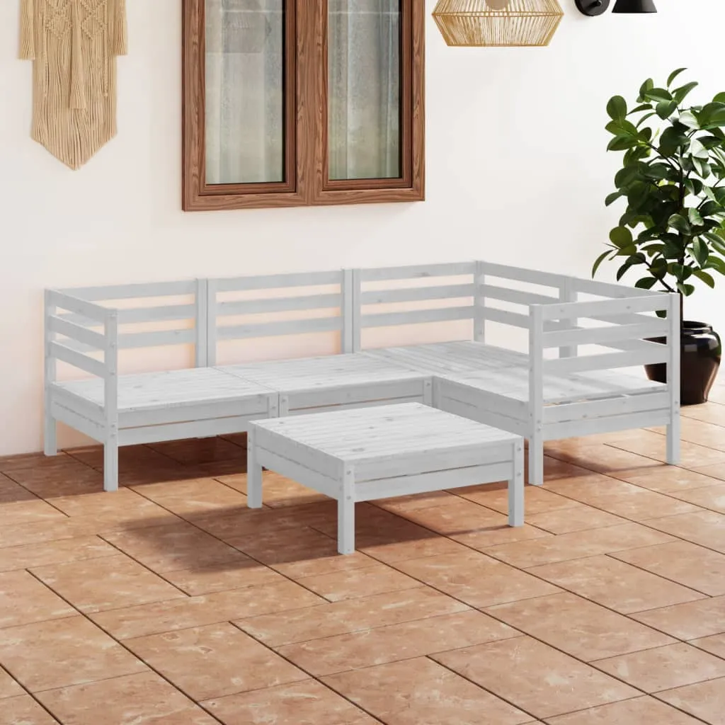 vidaXL Set Salotto da Giardino 5 pz in Legno Massello di Pino Bianco