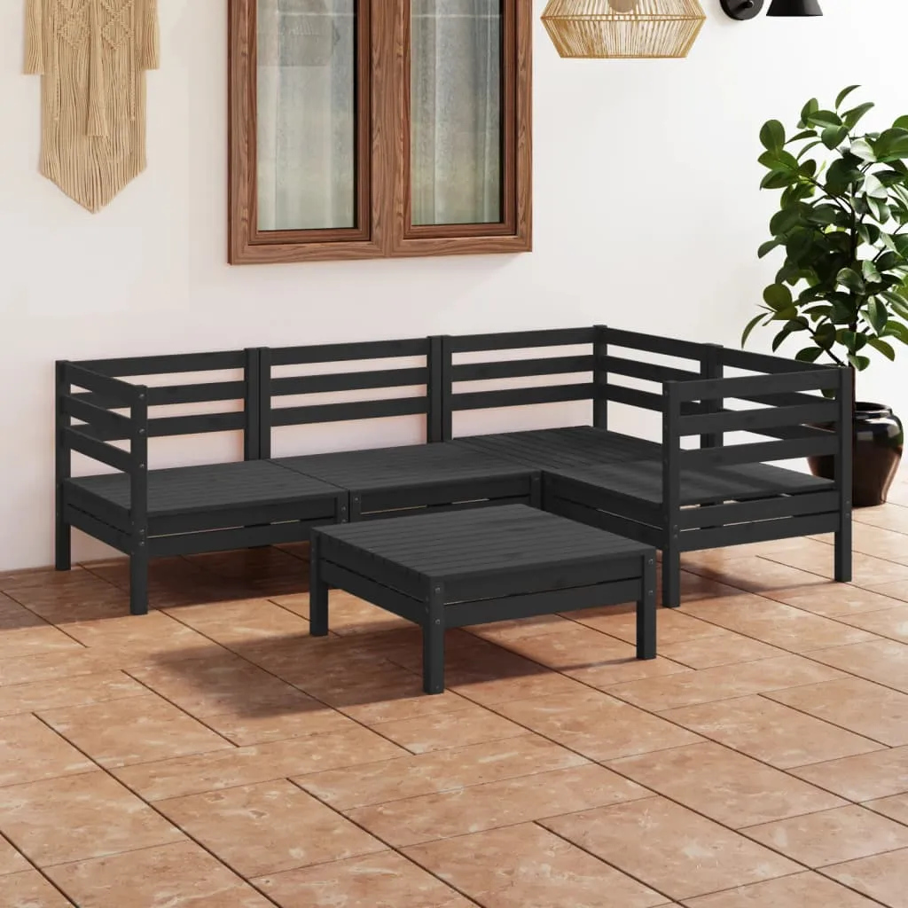 vidaXL Set Salotto da Giardino 5 pz in Legno Massello di Pino Nero