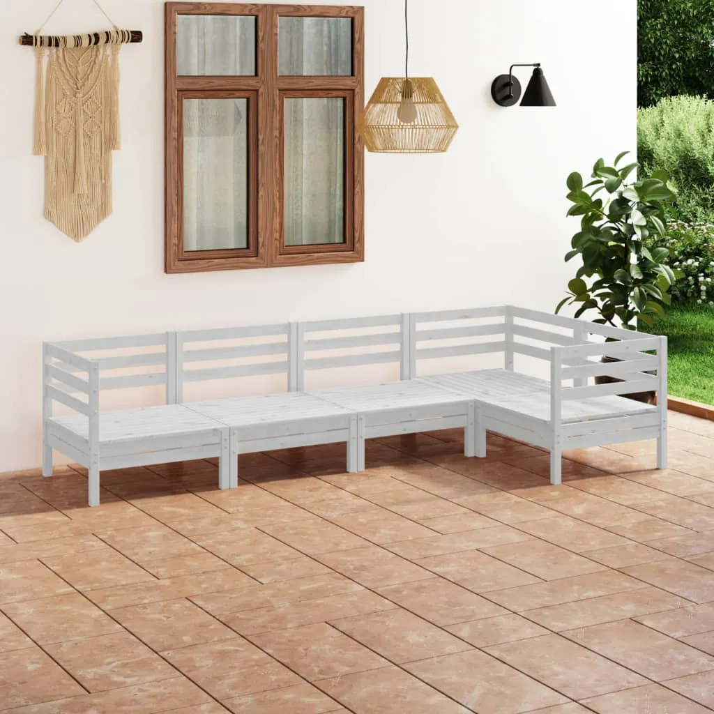 vidaXL Set Salotto da Giardino 5 pz in Legno Massello di Pino Bianco