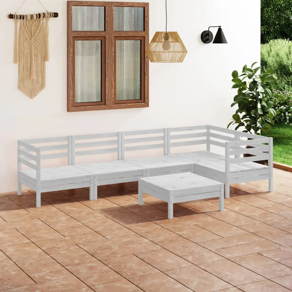 vidaXL Set Salotto da Giardino 6 pz in Legno Massello di Pino Bianco