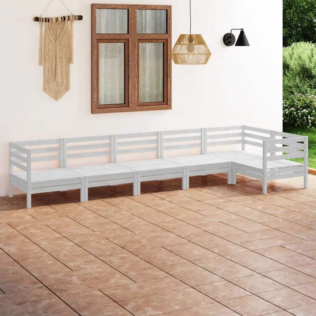 vidaXL Set Salotto da Giardino 6 pz in Legno Massello di Pino Bianco