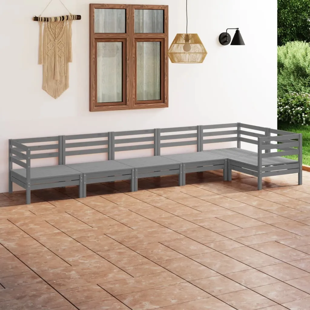 vidaXL Set Salotto da Giardino 6 pz in Legno Massello di Pino Grigio