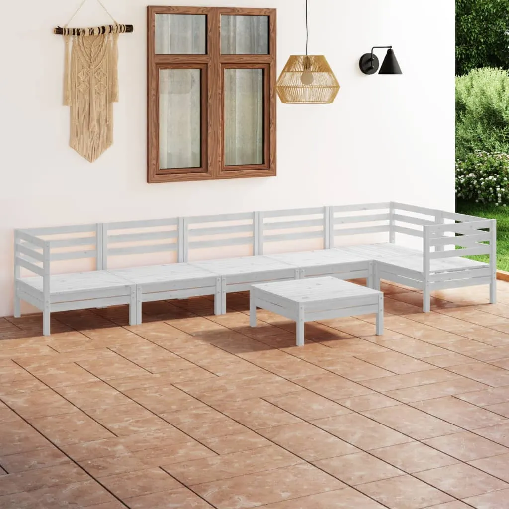 vidaXL Set Salotto da Giardino 7 pz in Legno Massello di Pino Bianco