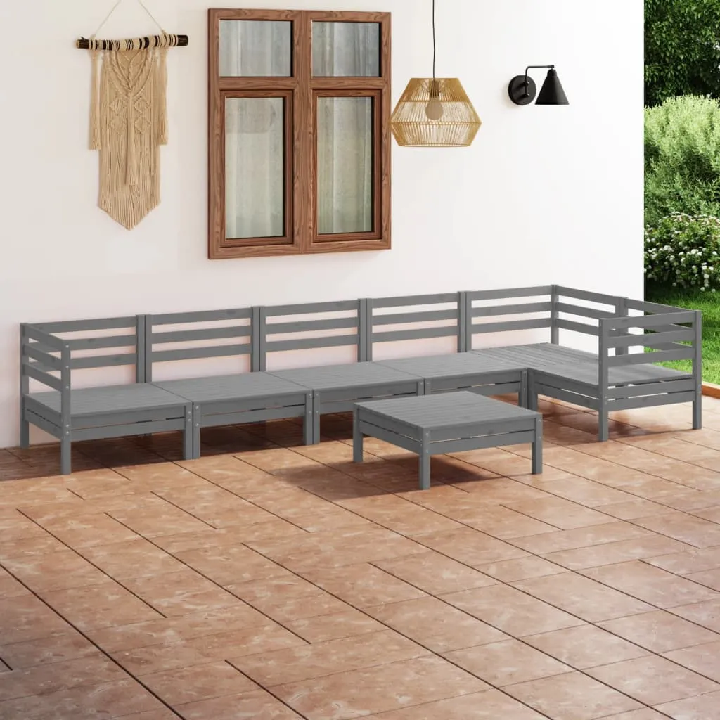 vidaXL Set Salotto da Giardino 7 pz in Legno Massello di Pino Grigio