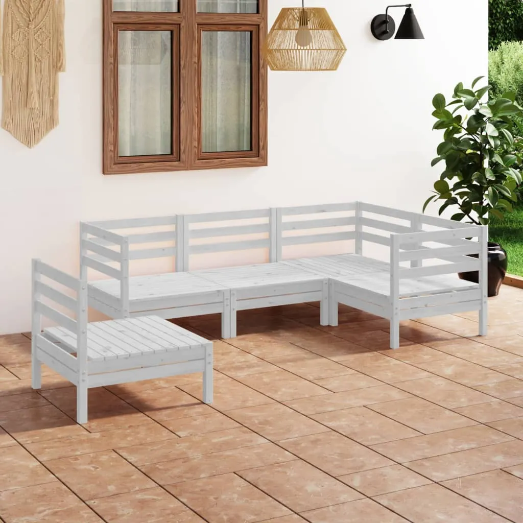 vidaXL Set Salotto da Giardino 5 pz in Legno Massello di Pino Bianco