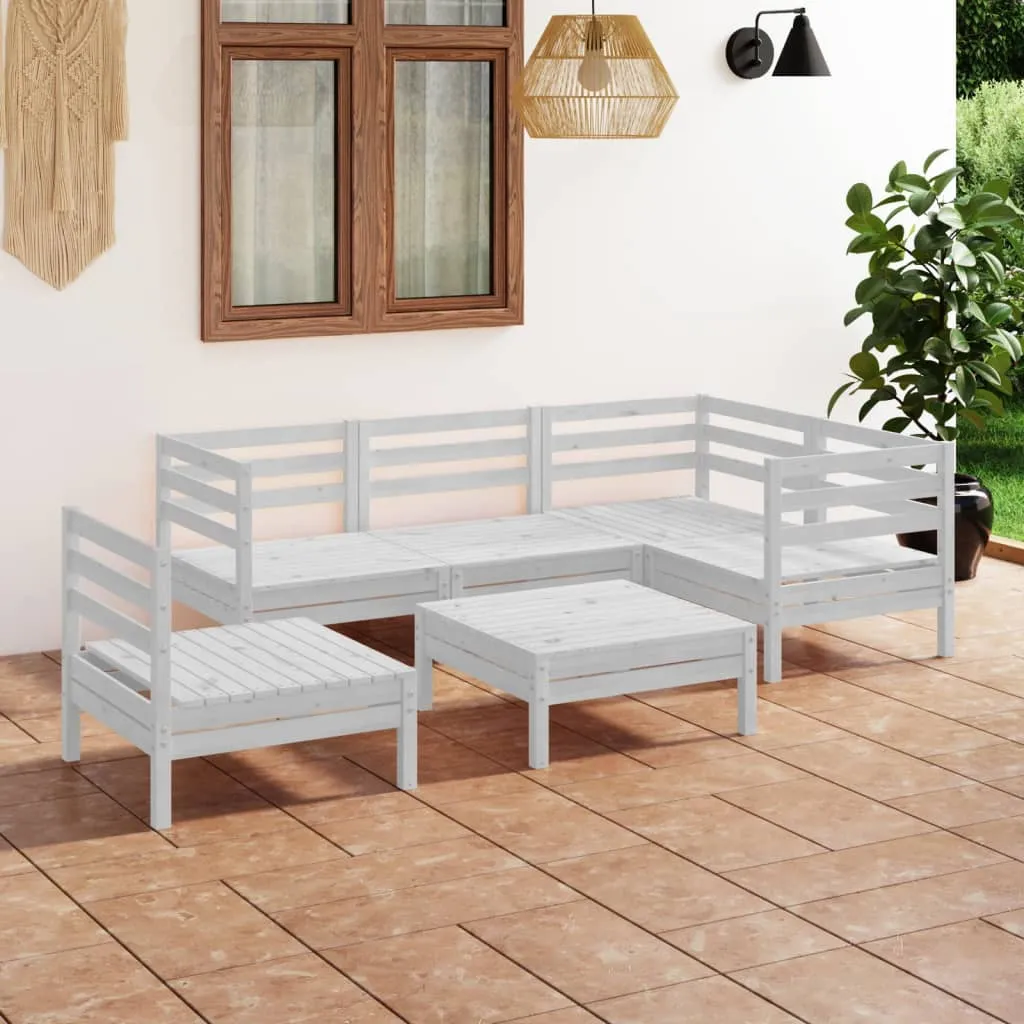 vidaXL Set Salotto da Giardino 6 pz in Legno Massello di Pino Bianco