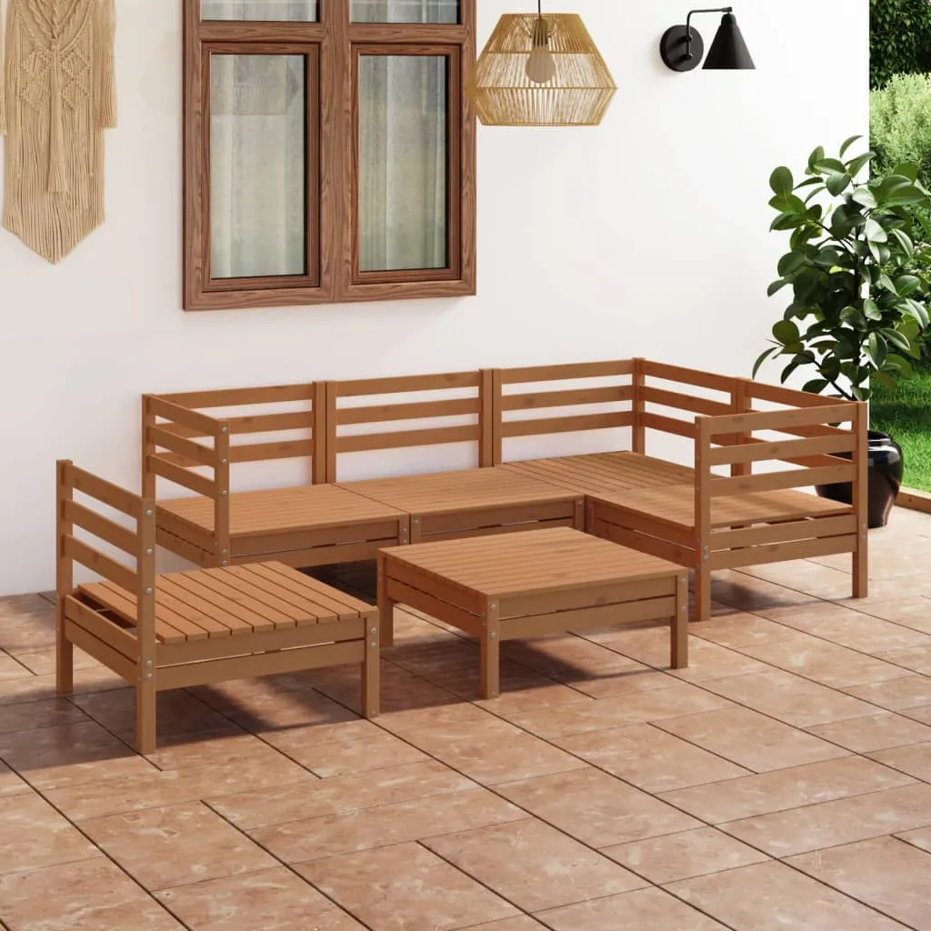 vidaXL Set Salotto da Giardino 6 pz in Legno Massello di Pino Miele