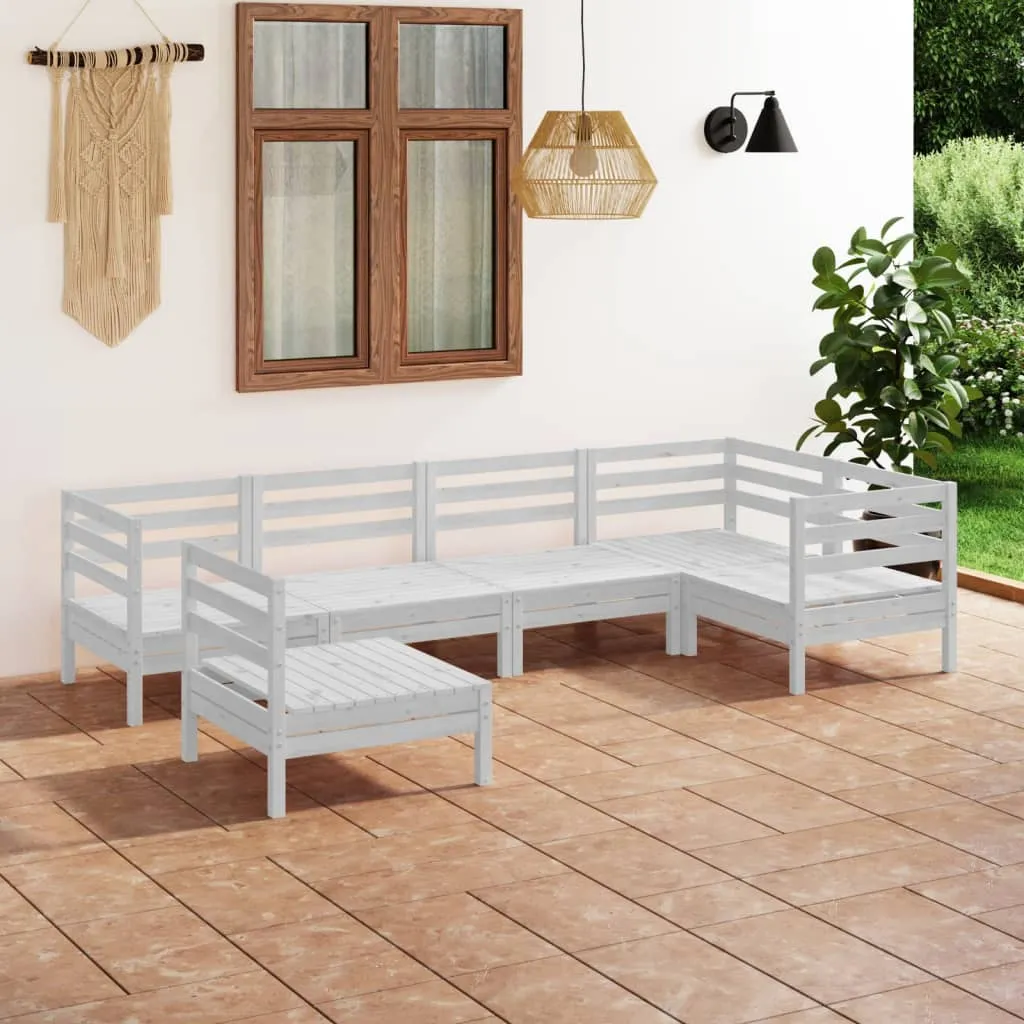 vidaXL Set Salotto da Giardino 6 pz in Legno Massello di Pino Bianco