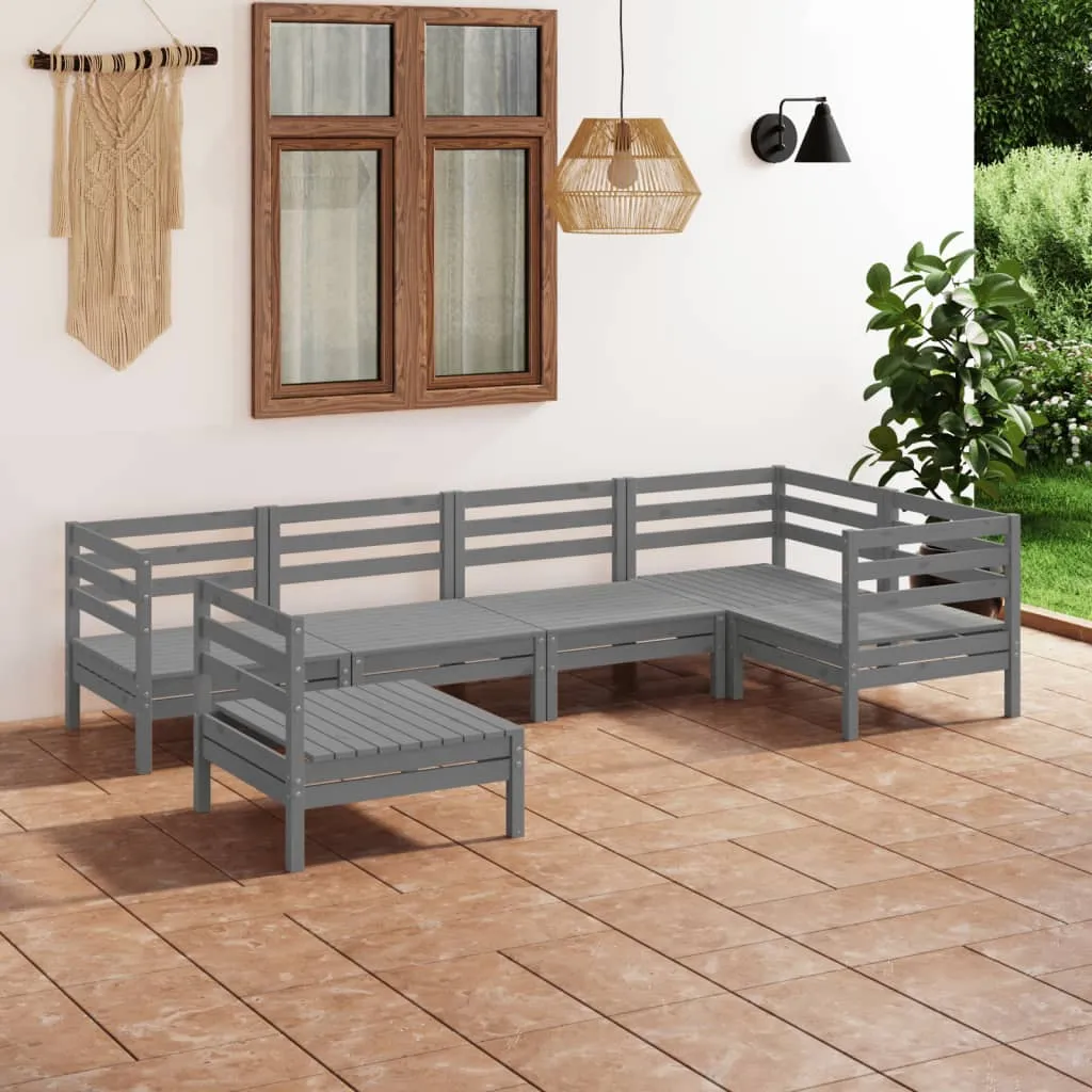 vidaXL Set Salotto da Giardino 6 pz in Legno Massello di Pino Grigio