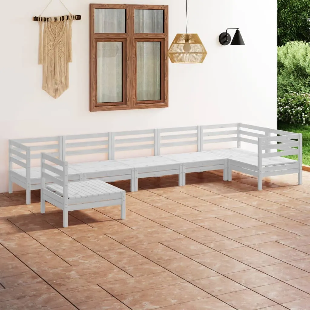 vidaXL Set Divani da Giardino 7 pz in Legno Massello di Pino Bianco