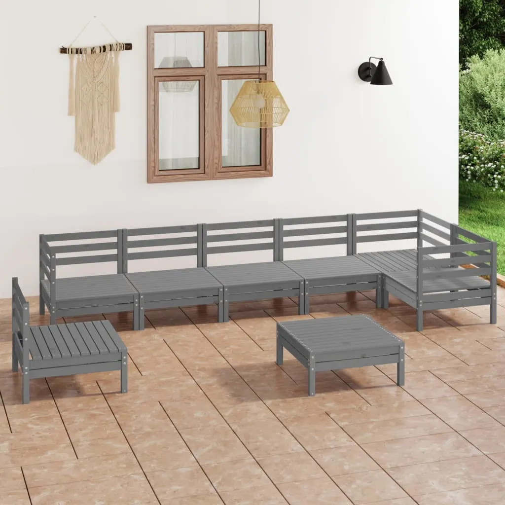 vidaXL Set Salotto da Giardino 8 pz in Legno Massello di Pino Grigio