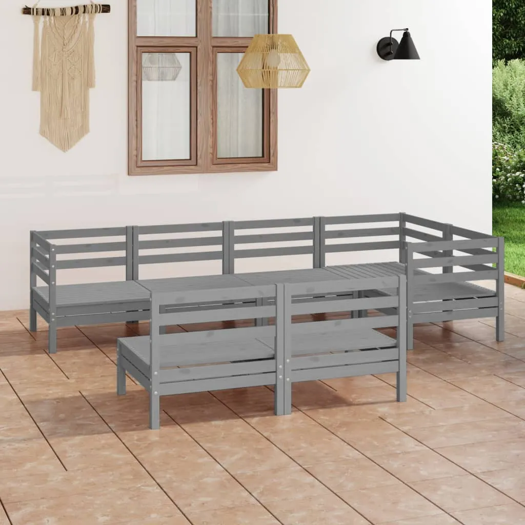 vidaXL Set Salotto da Giardino 7 pz in Legno Massello di Pino Grigio